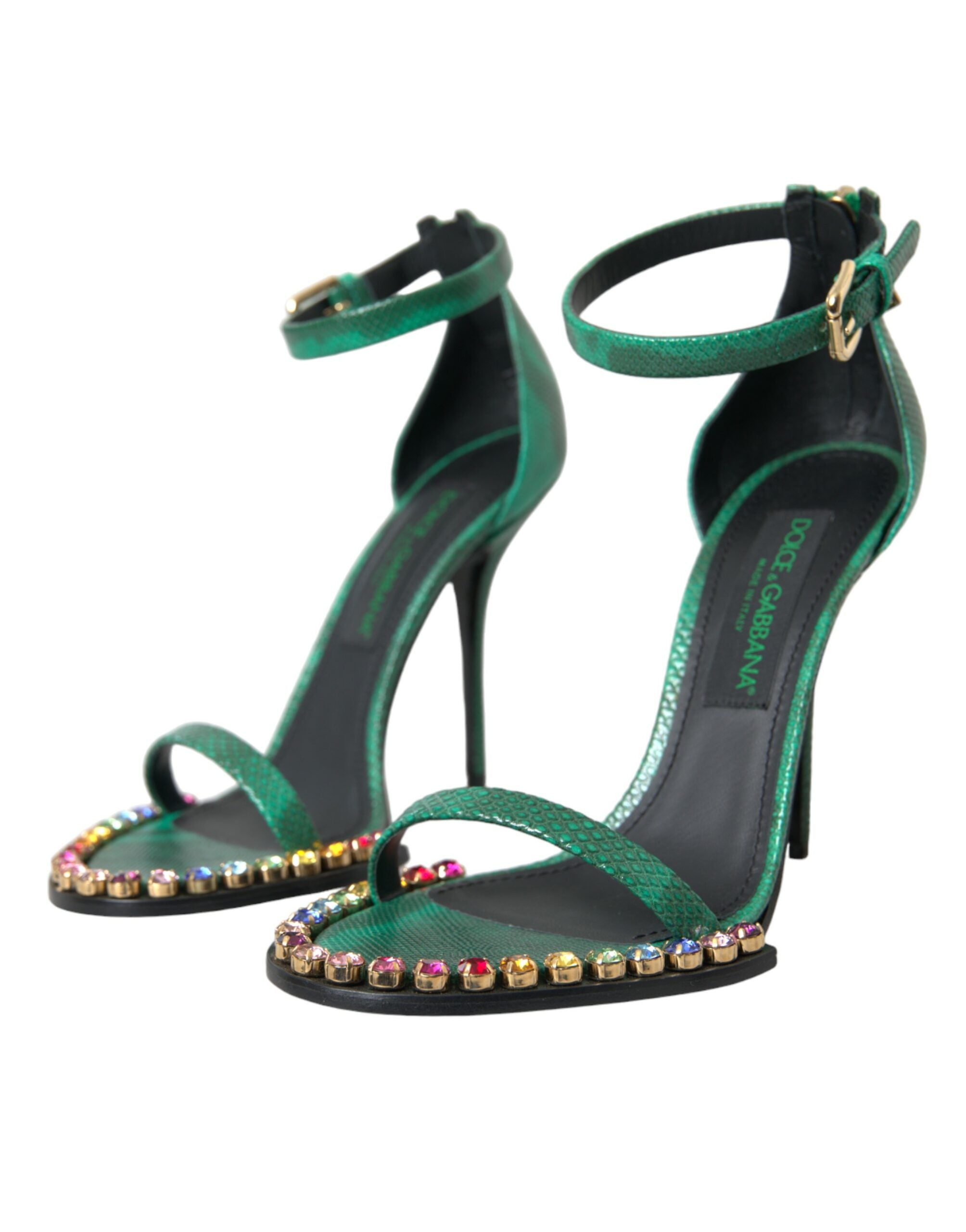 Dolce & Gabbana Green Exotic Leather Crystal Sandals Shoes -   -  Dolce & Gabbana. Dolce & Gabbana Green Exotic Leather Crystal Sandals Shoes -   -  Dolce & Gabbana.
