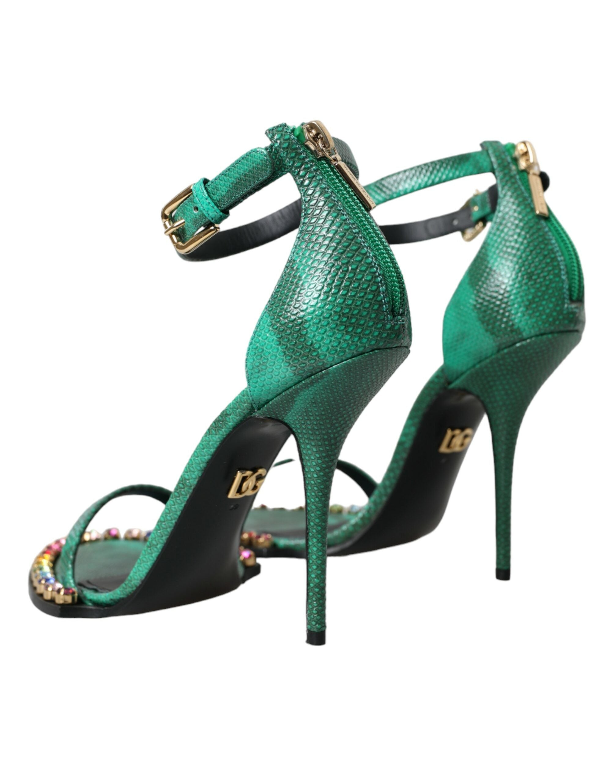 Dolce & Gabbana Green Exotic Leather Crystal Sandals Shoes -   -  Dolce & Gabbana. Dolce & Gabbana Green Exotic Leather Crystal Sandals Shoes -   -  Dolce & Gabbana.