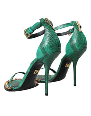 Dolce & Gabbana Green Exotic Leather Crystal Sandals Shoes -   -  Dolce & Gabbana.