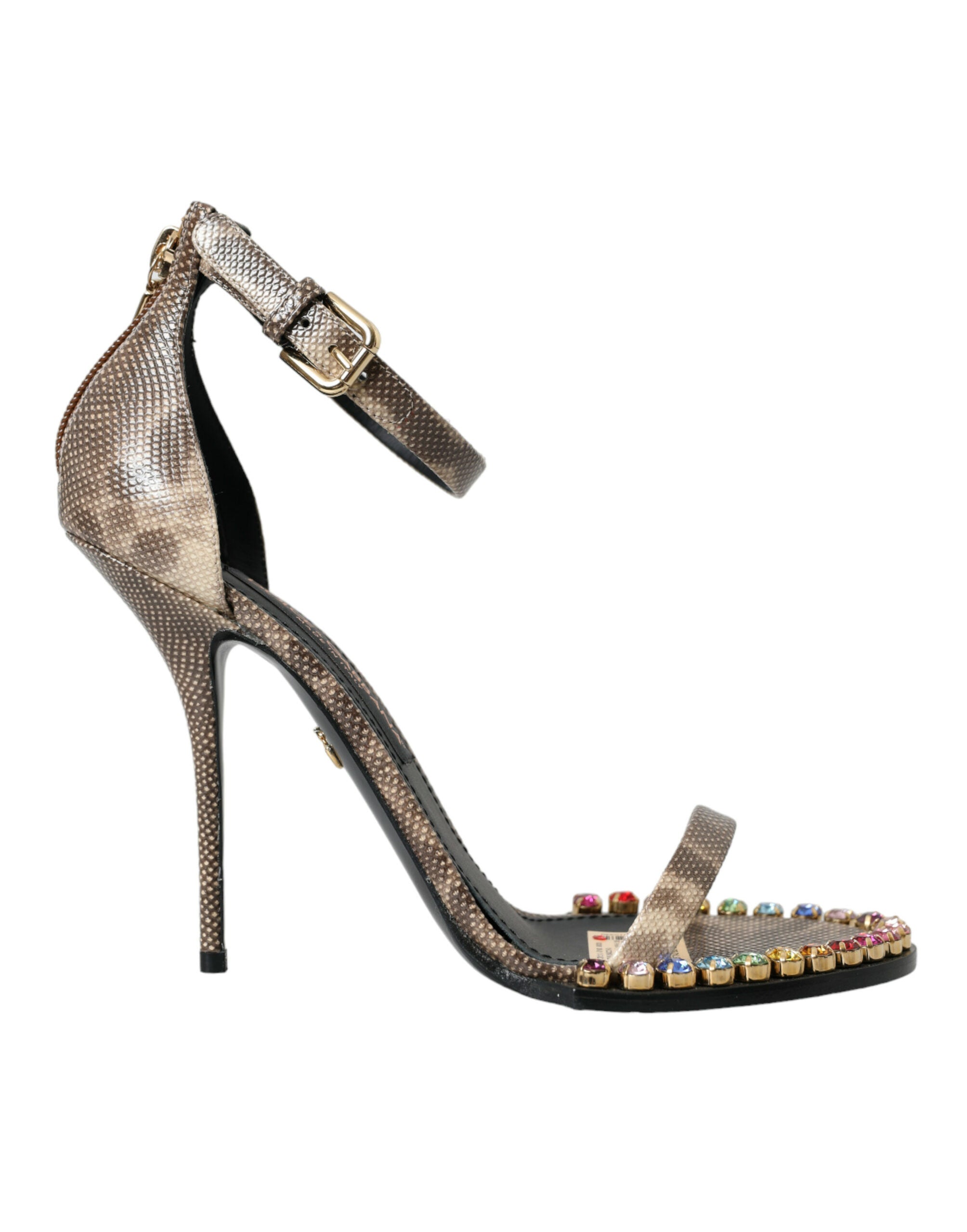 Dolce & Gabbana Brown Exotic Leather Crystal Sandals Shoes -   -  Dolce & Gabbana.