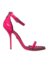 Dolce & Gabbana Pink Leather Crystal Heels Sandals Shoes -   -  Dolce & Gabbana.