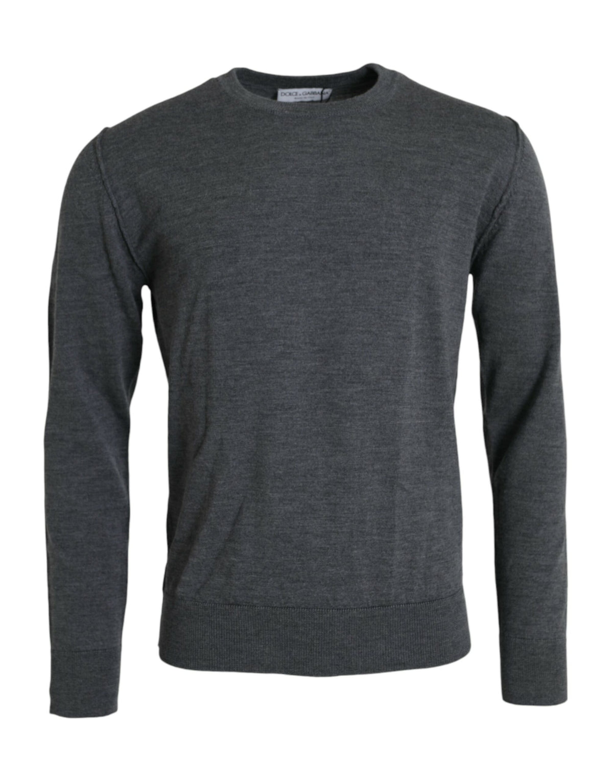 Dolce & Gabbana Dark Gray Wool Crew Neck Pullover Sweater -   -  Dolce & Gabbana.