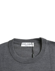 Dolce & Gabbana Dark Gray Wool Crew Neck Pullover Sweater -   -  Dolce & Gabbana.