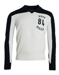Dolce & Gabbana White Black SICILIA Henley Shirt Pullover Sweater -   -  Dolce & Gabbana.
