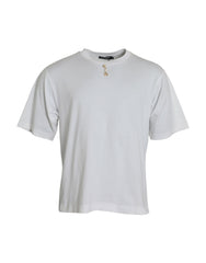 Dolce & Gabbana White Embellished Cotton Crew Neck T-shirt -   -  Dolce & Gabbana.