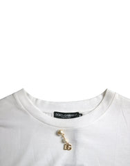 Dolce & Gabbana White Embellished Cotton Crew Neck T-shirt -   -  Dolce & Gabbana.