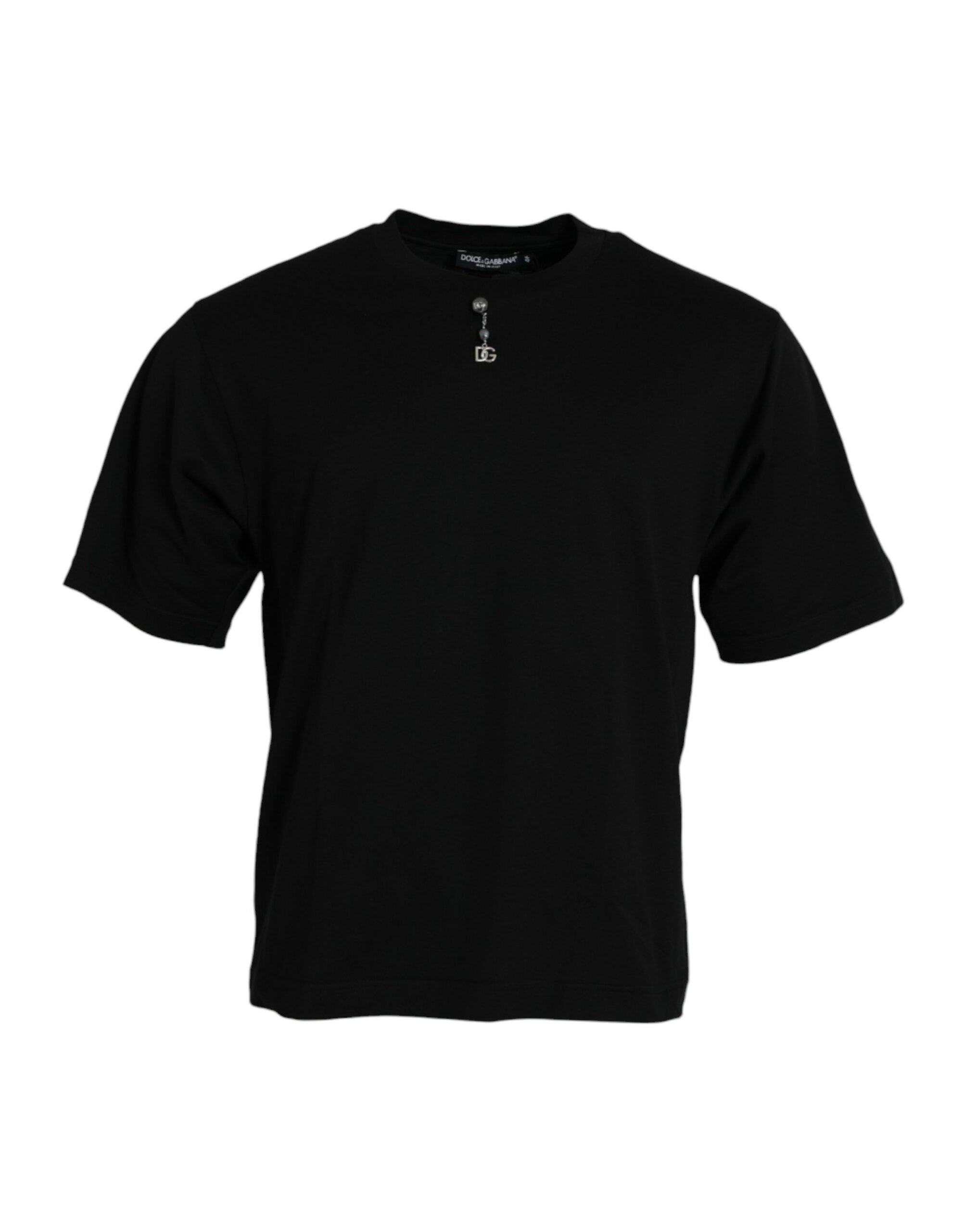 Dolce & Gabbana Black Embellished Cotton Crew Neck T-shirt -   -  Dolce & Gabbana.