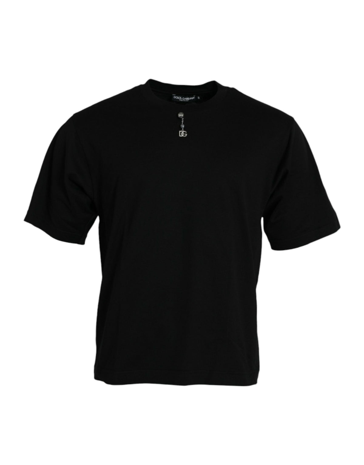 Dolce & Gabbana Black Embellished Cotton Crew Neck T-shirt -   -  Dolce & Gabbana.
