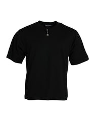 Dolce & Gabbana Black Embellished Cotton Crew Neck T-shirt -   -  Dolce & Gabbana.
