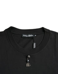 Dolce & Gabbana Black Embellished Cotton Crew Neck T-shirt -   -  Dolce & Gabbana.
