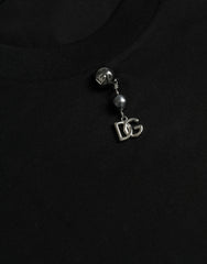 Dolce & Gabbana Black Embellished Cotton Crew Neck T-shirt -   -  Dolce & Gabbana.