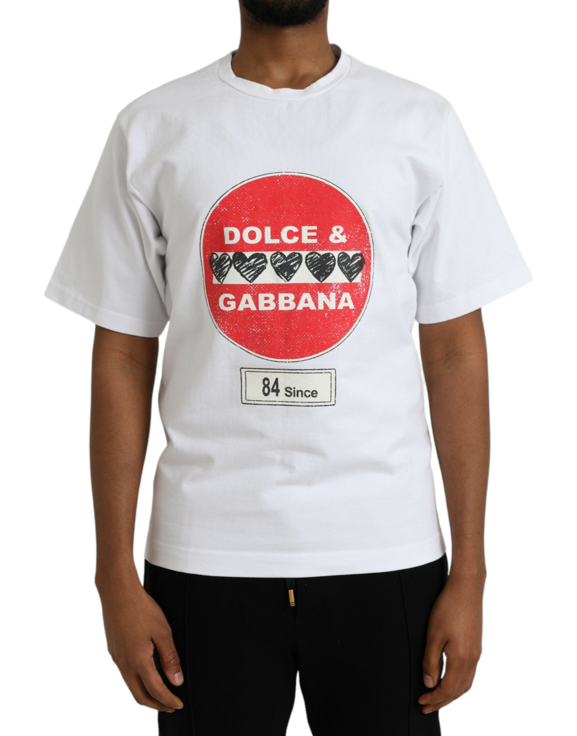 Dolce & Gabbana White Amor Heart Cotton Crewneck Short Sleeve T-shirt - - Dolce & Gabbana.