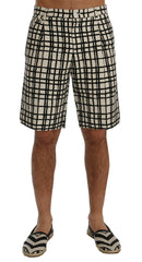 Dolce & Gabbana White Black Striped Casual Shorts -   -  Dolce & Gabbana.