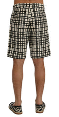 Dolce & Gabbana White Black Striped Casual Shorts -   -  Dolce & Gabbana.