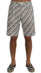 Dolce & Gabbana White Black Striped Casual Shorts -   -  Dolce & Gabbana.