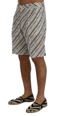 Dolce & Gabbana White Black Striped Casual Shorts -   -  Dolce & Gabbana.