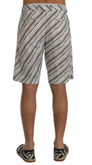 Dolce & Gabbana White Black Striped Casual Shorts -   -  Dolce & Gabbana.