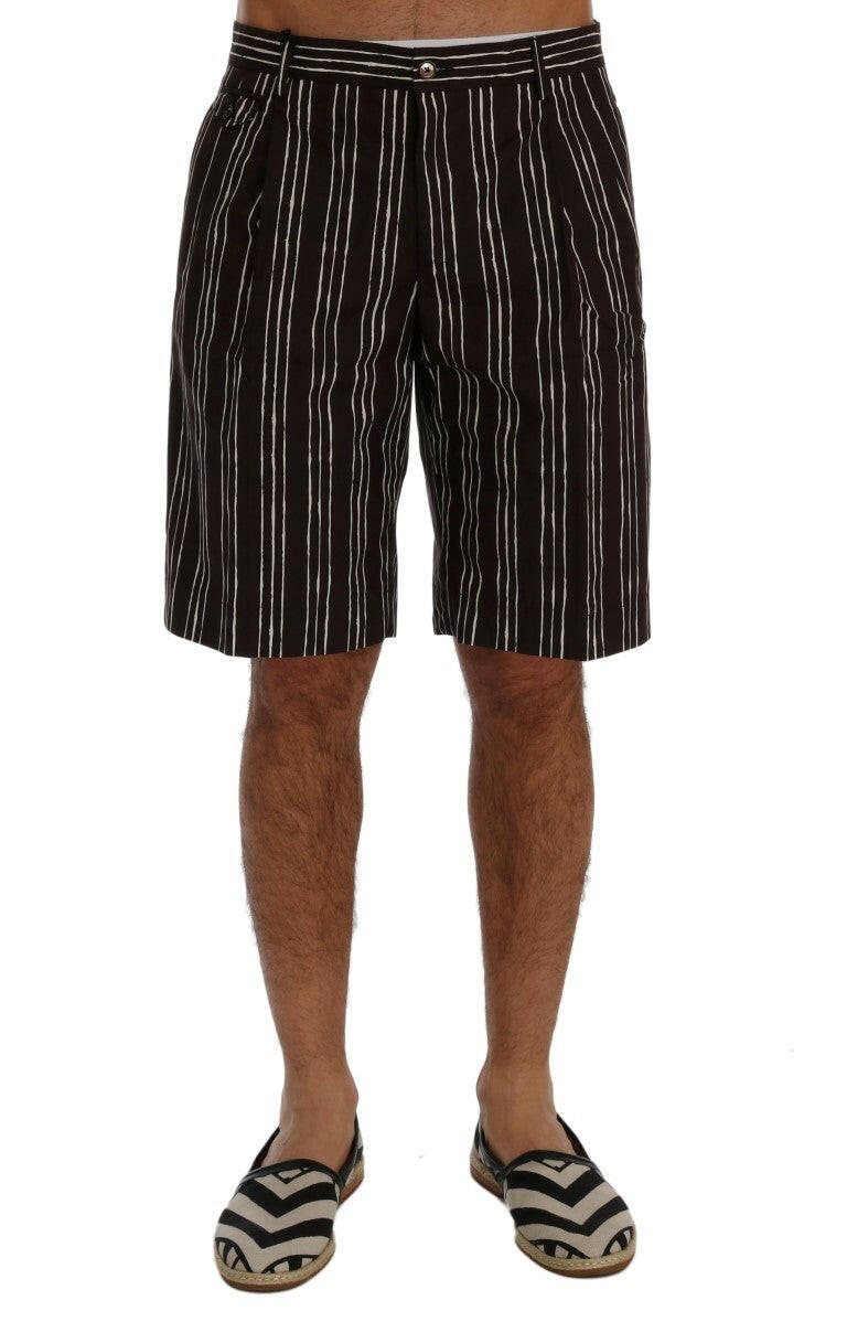 Dolce & Gabbana Bordeaux White Striped Hemp Casual Shorts -   -  Dolce & Gabbana.