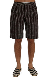 Dolce & Gabbana Bordeaux White Striped Hemp Casual Shorts -   -  Dolce & Gabbana.