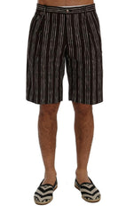 Dolce & Gabbana Bordeaux White Striped Hemp Casual Shorts -   -  Dolce & Gabbana.