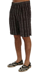 Dolce & Gabbana Bordeaux White Striped Hemp Casual Shorts -   -  Dolce & Gabbana.