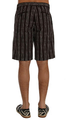 Dolce & Gabbana Bordeaux White Striped Hemp Casual Shorts -   -  Dolce & Gabbana.