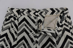 Dolce & Gabbana White Black Striped Cotton Linen Shorts -   -  Dolce & Gabbana.