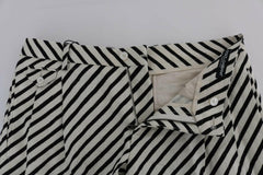 Dolce & Gabbana White Black Striped Hemp Casual Shorts -   -  Dolce & Gabbana.