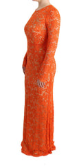 Dolce & Gabbana Orange Floral Ricamo Sheath Long Dress -   -  Dolce & Gabbana.