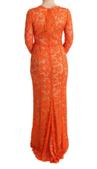 Dolce & Gabbana Orange Floral Ricamo Sheath Long Dress -   -  Dolce & Gabbana.