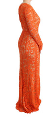 Dolce & Gabbana Orange Floral Ricamo Sheath Long Dress -   -  Dolce & Gabbana.