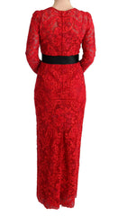 Dolce & Gabbana Red Floral Ricamo Sheath Long Dress -   -  Dolce & Gabbana.