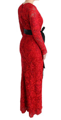 Dolce & Gabbana Red Floral Ricamo Sheath Long Dress -   -  Dolce & Gabbana.