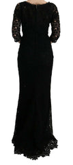 Dolce & Gabbana Black Floral Ricamo Sheath Long Dress -   -  Dolce & Gabbana.