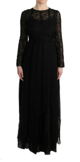 Dolce & Gabbana Black Floral Lace Sheath Silk Dress -   -  Dolce & Gabbana.