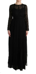 Dolce & Gabbana Black Floral Lace Sheath Silk Dress -   -  Dolce & Gabbana.