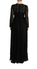 Dolce & Gabbana Black Floral Lace Sheath Silk Dress -   -  Dolce & Gabbana.