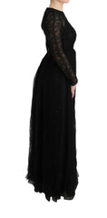 Dolce & Gabbana Black Floral Lace Sheath Silk Dress -   -  Dolce & Gabbana.