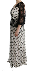 Dolce & Gabbana Black White Polka Dotted Floral Dress -   -  Dolce & Gabbana.