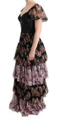 Dolce & Gabbana Multicolor Silk Stretch Floral Shift Long Dress -   -  Dolce & Gabbana.