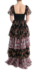 Dolce & Gabbana Multicolor Silk Stretch Floral Shift Long Dress -   -  Dolce & Gabbana.