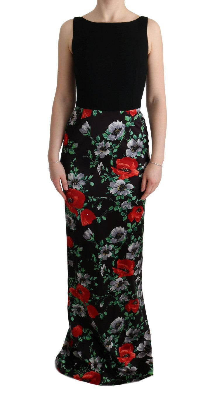 Dolce & Gabbana Multicolor Floral Print Stretch Sheath Long Dress -   -  Dolce & Gabbana.