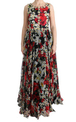 Dolce & Gabbana Multicolor Silk Floral Crystal Long Maxi Dress -   -  Dolce & Gabbana.