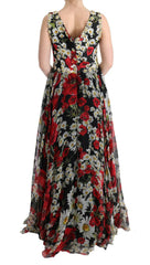 Dolce & Gabbana Multicolor Silk Floral Crystal Long Maxi Dress -   -  Dolce & Gabbana.