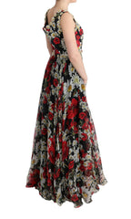 Dolce & Gabbana Multicolor Silk Floral Crystal Long Maxi Dress -   -  Dolce & Gabbana.