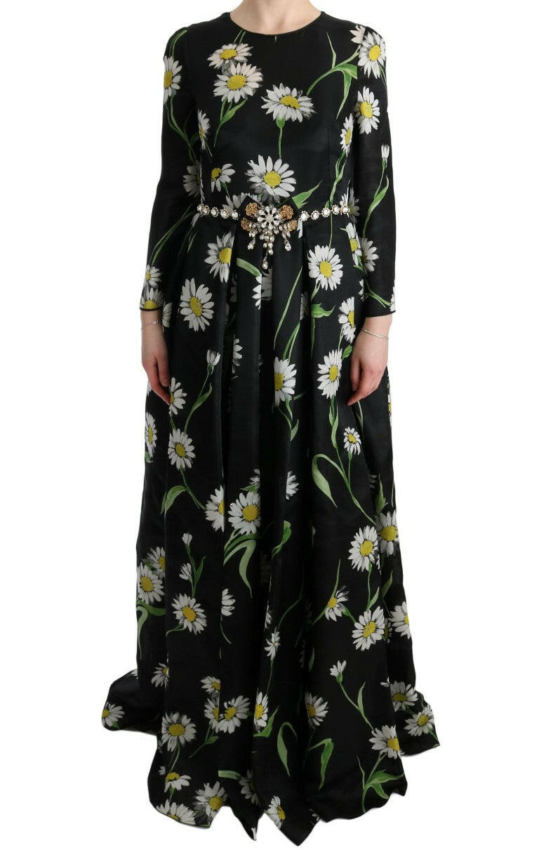Dolce & Gabbana Multicolor Silk Sunflower Print Long Maxi Dress -   -  Dolce & Gabbana.