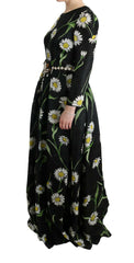 Dolce & Gabbana Multicolor Silk Sunflower Print Long Maxi Dress -   -  Dolce & Gabbana.