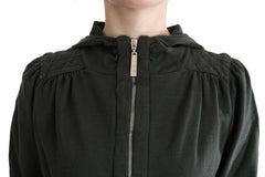 Exte Gray Top Hooded Cotton Zipper Sweater -   -  Exte.