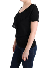 MARGHI LO' Black 100% Lana Wool Top Blouse T-shirt -   -  MARGHI LO'.