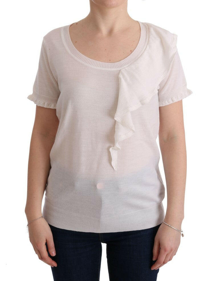 MARGHI LO' White 100% Lana Wool Top Blouse T-shirt -   -  MARGHI LO'.